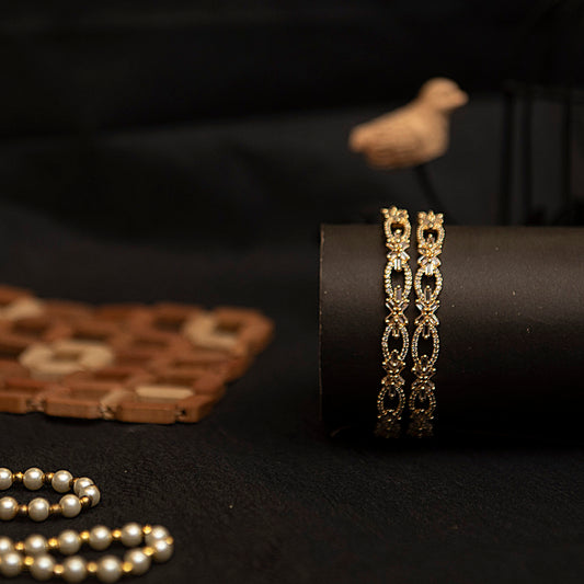 Elara Bangles – Golden Weave Edition